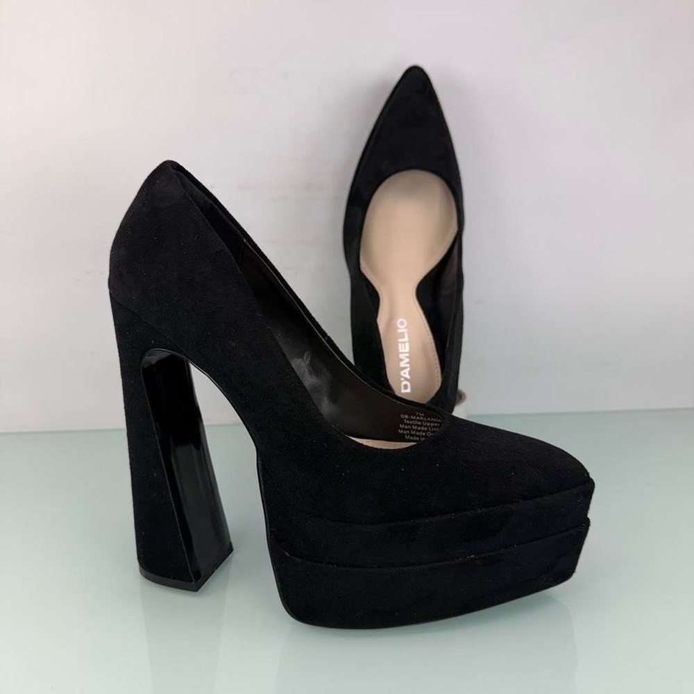 D'Amelio Black Suede Platform Pumps